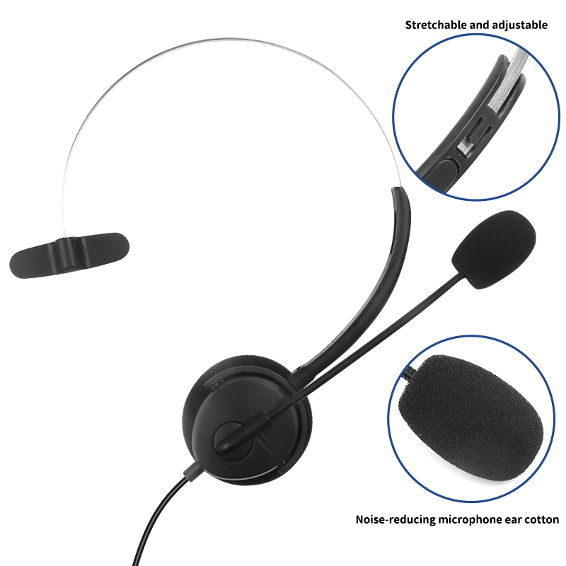 USB head mounted wired single ear headphones with high-definition call microphone, online control of mute volume, used for PC laptops, office customer service in the call center, supporting OEM/ODM