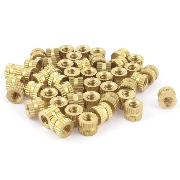Brass Knurled Nuts Insert Embedded Nuts M2 * 3* 3.5 Through-hole brass insert nut Knurled nuts for injection moulding