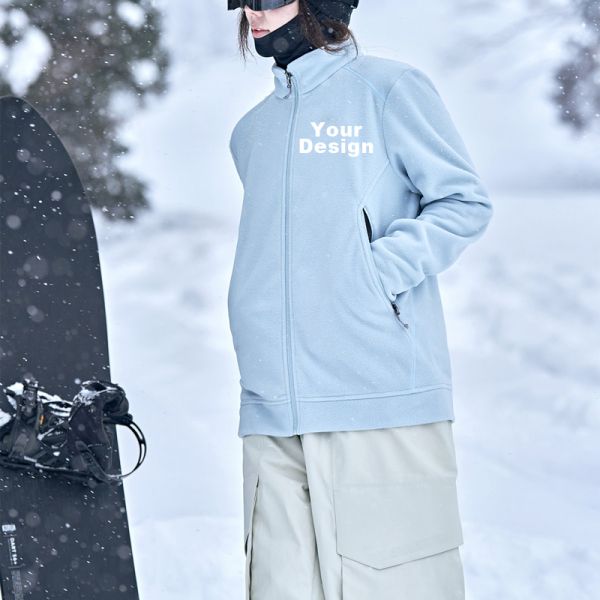 Unisex Polar Fleece Zip Up Mid Layer Jacket for Ski Outdoor