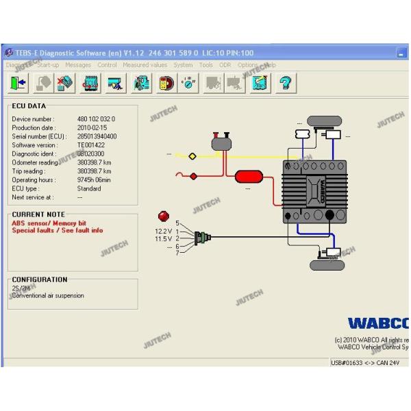 Truck Scanner For WABCO DIAGNOSTIC KIT (WDI) WABCO Trailer WABCO Heavy Duty Diagnostic Scanner Tool+CF19 Laptop