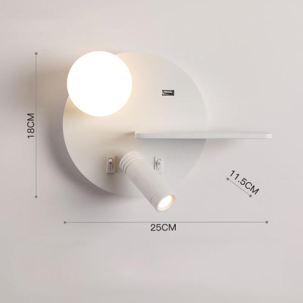 Bedside reading wall lamp acrylic ball USB wireless charger bedroom bed board light living Bedhead wall light for hotel