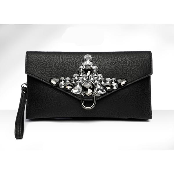 Ladies Crystal Clutch Bag Evening Wedding Rhinestone Silver Purse Chain Cross Body Bag