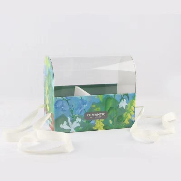 Clear Top Romantic Corrugated Display Boxes Red Floral Cake Packaging Box