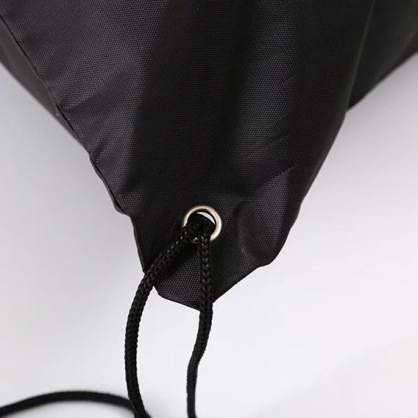 Logo Printed Drawstring Gift Bags / Travel Black Cotton Drawstring Bags