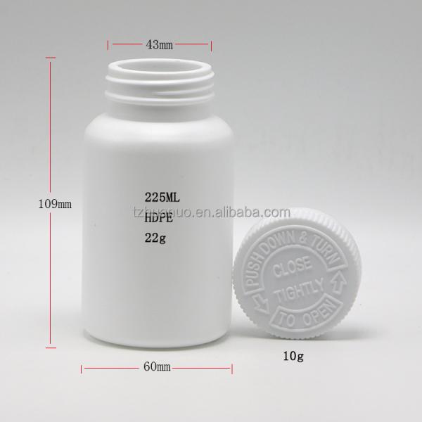 Medicine Container 225ml/7.6oz HDPE Plastic Bottle Capsule/Powder/Pill Supplement Holder
