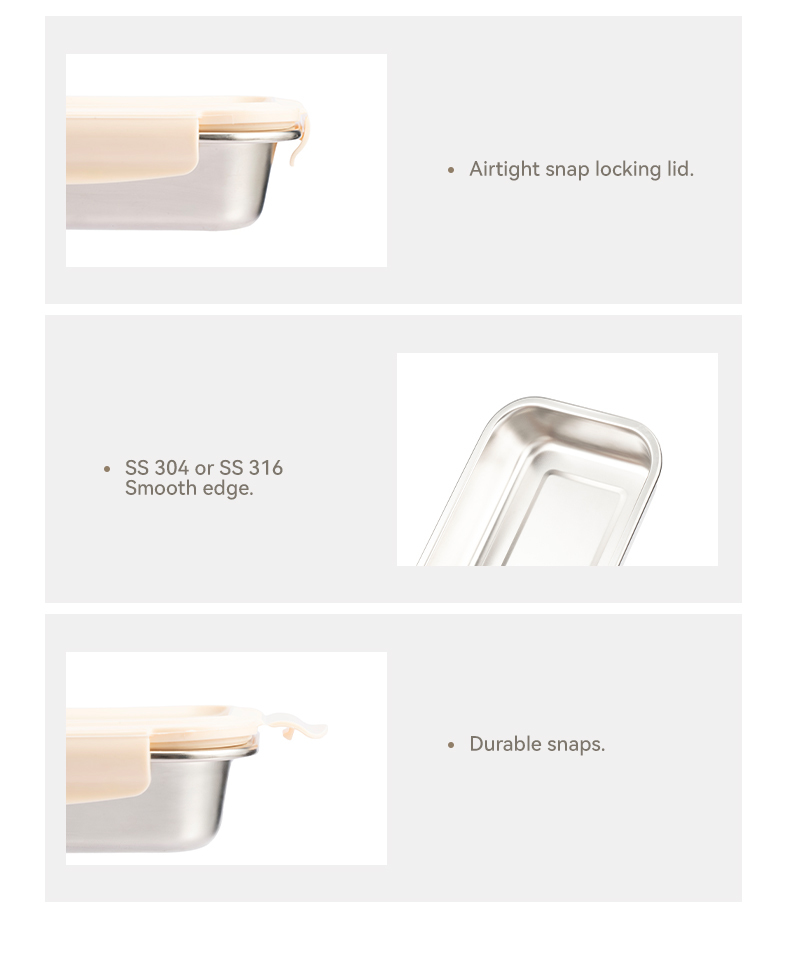 Durable Design Stainless Food Containers With Bsci Certification For Eco-friendly & Sustainable