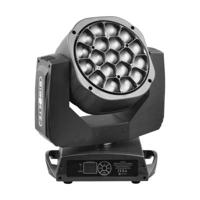 LED Moving Head ZOOM And Rotation 19pcs 15W 4in1 Luz de palco para evento de casamento