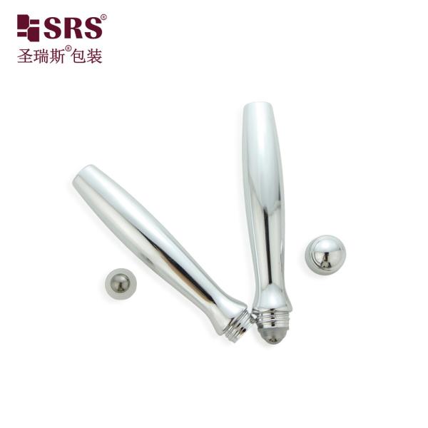 SRS8447-15ML Ruloir en plastique PETG métallisé brillant sur bouteille pour massages de gel pour les yeux Emballage cosmétique