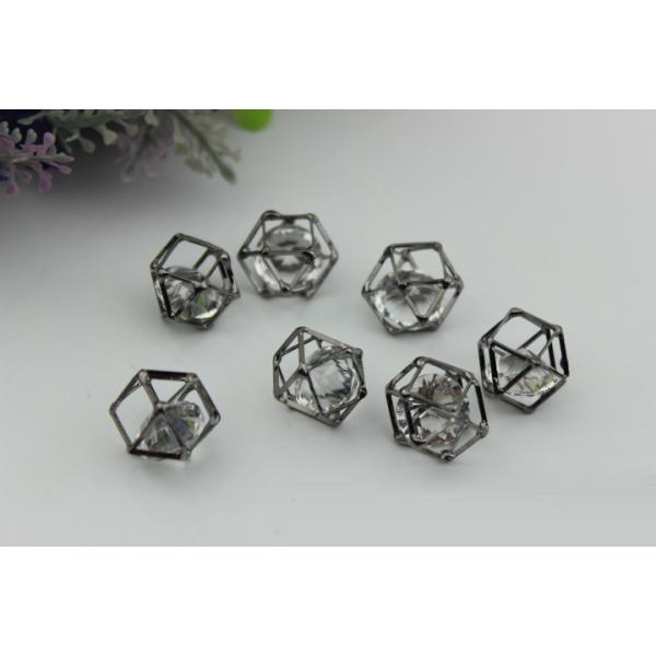 Handmade DIY metal zinc alloy gold nickel 17mm rhombus type diamond ball pendant