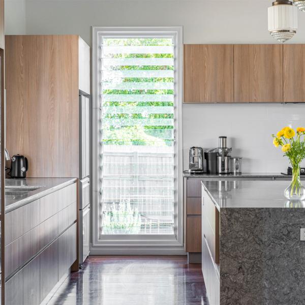 Wood Grain Doors Melamine Kitchen Cabinet Handless Cupboard Custom Islands And Countertop