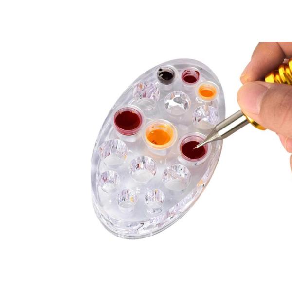 Крышка машины татуировки оптовых прозрачных овальных аксессуаров макияжа стойки держателя чашки чернил пигмента профессиональных акриловая