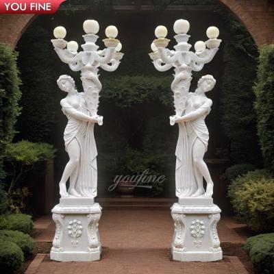 Outdoor Garden Life Size Marble Human Figure Statue Light