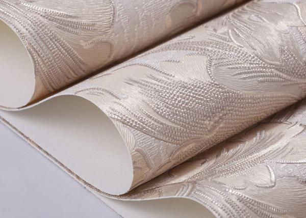 Grey Removable Embossed Floral Pattern Country Bathroom Wallpaper / Wall Coverings