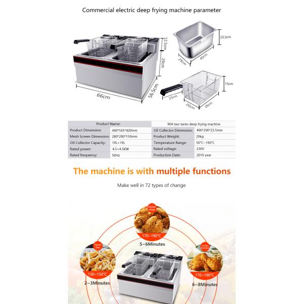660x565x420mm Durable Stainless Steel Electric Chips Deep Frying Machine with Thicken Basket