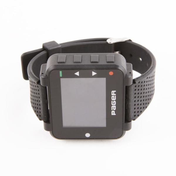 Customize alphanumeric wireless wrist watch pager and call bell button for guest service in supermarket.