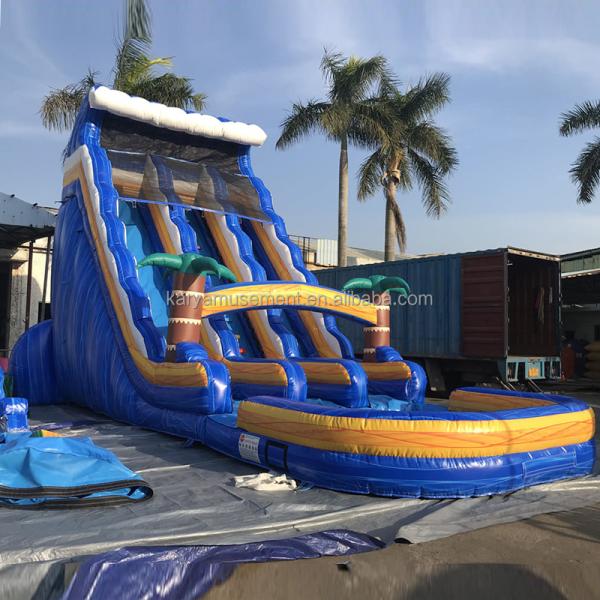 Customized Size Commercial PVC Water Slide Inflatable with Pool and Removable Ladder