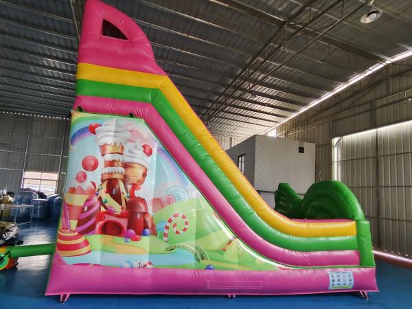 Amusement Park Inflatable Dry Slides Candy House Inflatable Slides Castle For Kids