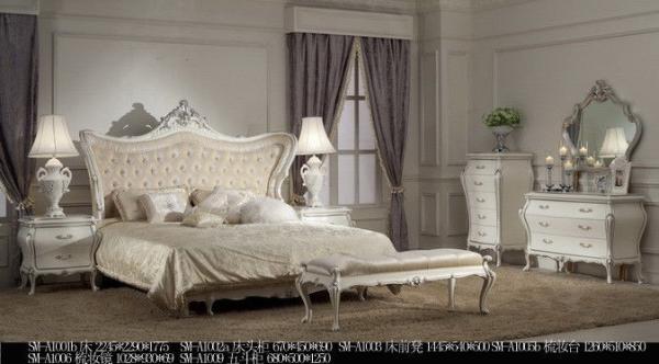 Italian Style Luxury European Bedroom Furniture Set Hand Carved Velvet Royal Double Bed