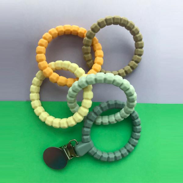 Eco Friendly Silicone Baby Teether Ring Shape Soft Teething Chew Beads