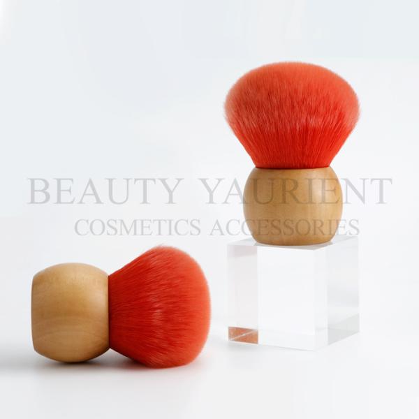Wooden Base Red Bamboo Kabuki Brush Round Kabuki Brush Eco Friendly