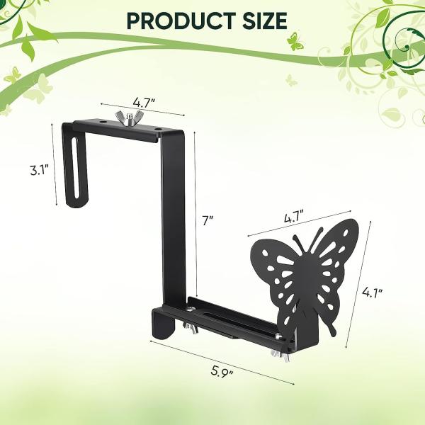 Outdoor Patio Garden Fence Pergola Balcony Metal Hanging Flower Pot Stand Brackets with Butterfly