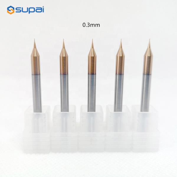 0.2-0.9mm Micro End Mills 30° Helix Angle For Steel Brass Milling