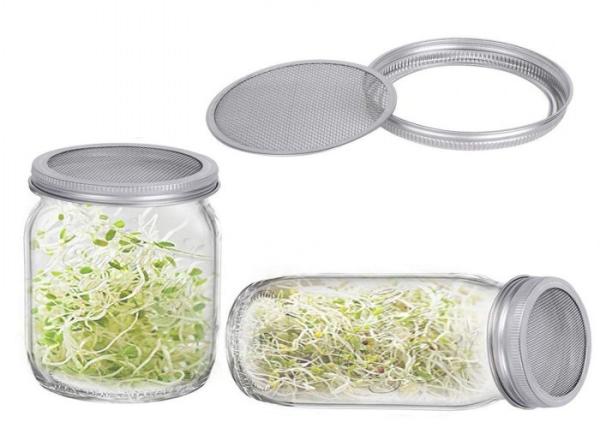 304 Stainless Steel Round Mason Jar Sprouting Lid with Non Rusting Metal Screen for Seed Sprouting