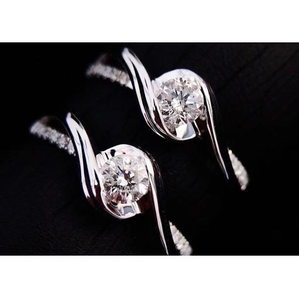 Круглый ODM материала белого золота кольца 14K украшений диаманта отрезка 0.46ct реальный