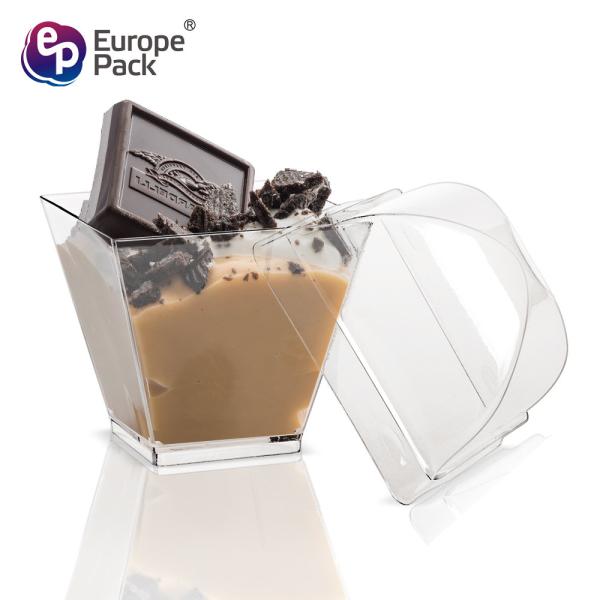Eco friendly square shape cute clear 2oz dessert cup with dome lid