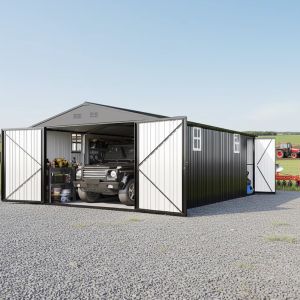 Metal Steel Structure Garage Prefab 2 Car Steel Garden Shed Large Heavy Duty