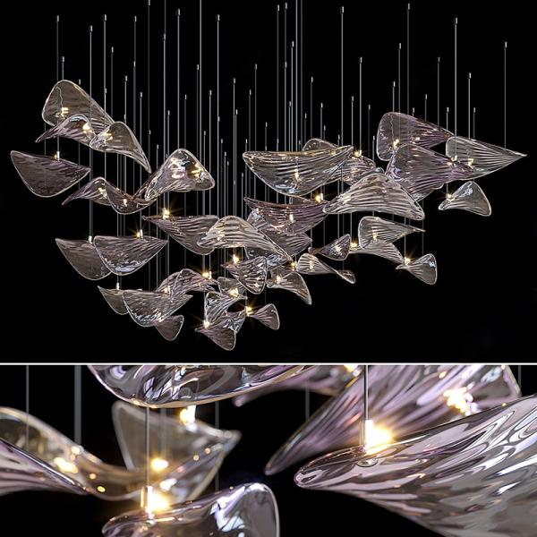 Hotel Lobby Glass Chandelier Creates Villa Living Room Dining Room Pendant Light Chandeliers