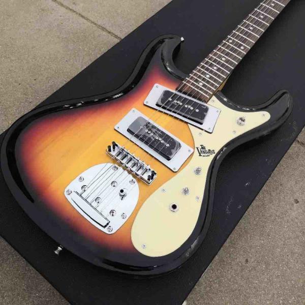 1966 Ventures Mosrite Zero Fret JRM Johnny Ramone Sunburst Electric Guitar Tremolo Tailpiece Dual Black P-90 Pickups