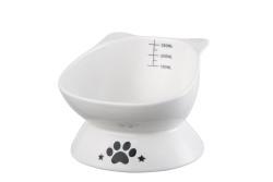 Cat Dog Raised Ceramic Pet Bowl Anti Tipping Elevated Black Color