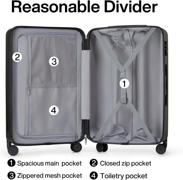 Conjunto de 2 peças de bagagem de transporte com rodas PC maletas de carapaça dura Leve bagagem Tsa registrada Maleta de viagem grande