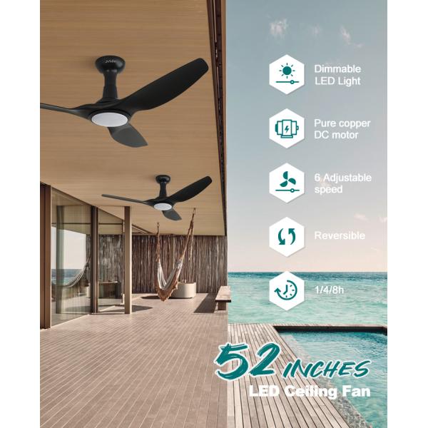 ceiling fan 2700K 3000K 5000K Ventilador de teto de plástico acrílico moderno fácil limpeza