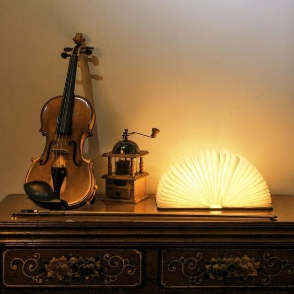 White Wooden Folding LED Ceiling Paper Lamp Small Book Light 5V