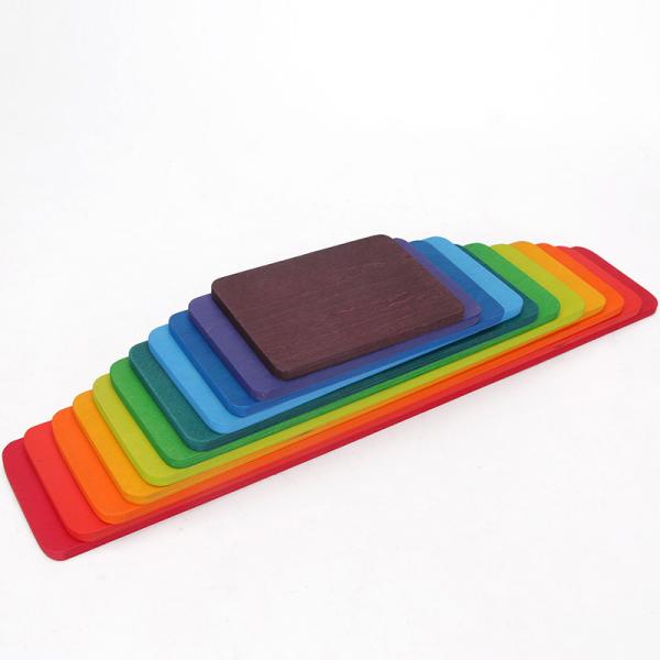 Blocs constitutifs en bois Toy Creative Educational d'arc-en-ciel de Brown 18cm