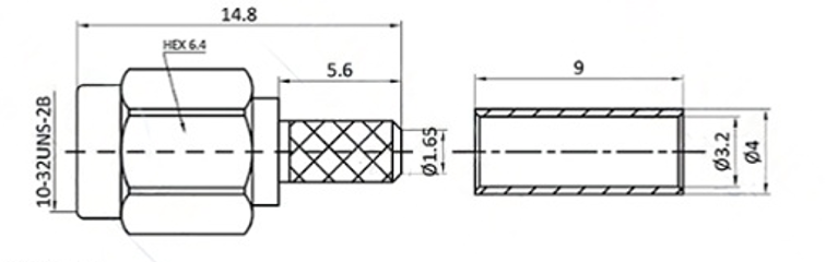 SMA Connector SSMA Male Crimp RF Connector with Gold-Plated Brass and PTFE Insulation for 6GHz Frequency Range