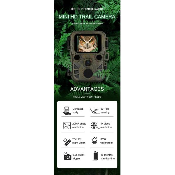 Security Mini 4K 20MP 512GB Trail Wildlife Camera With Memory Card