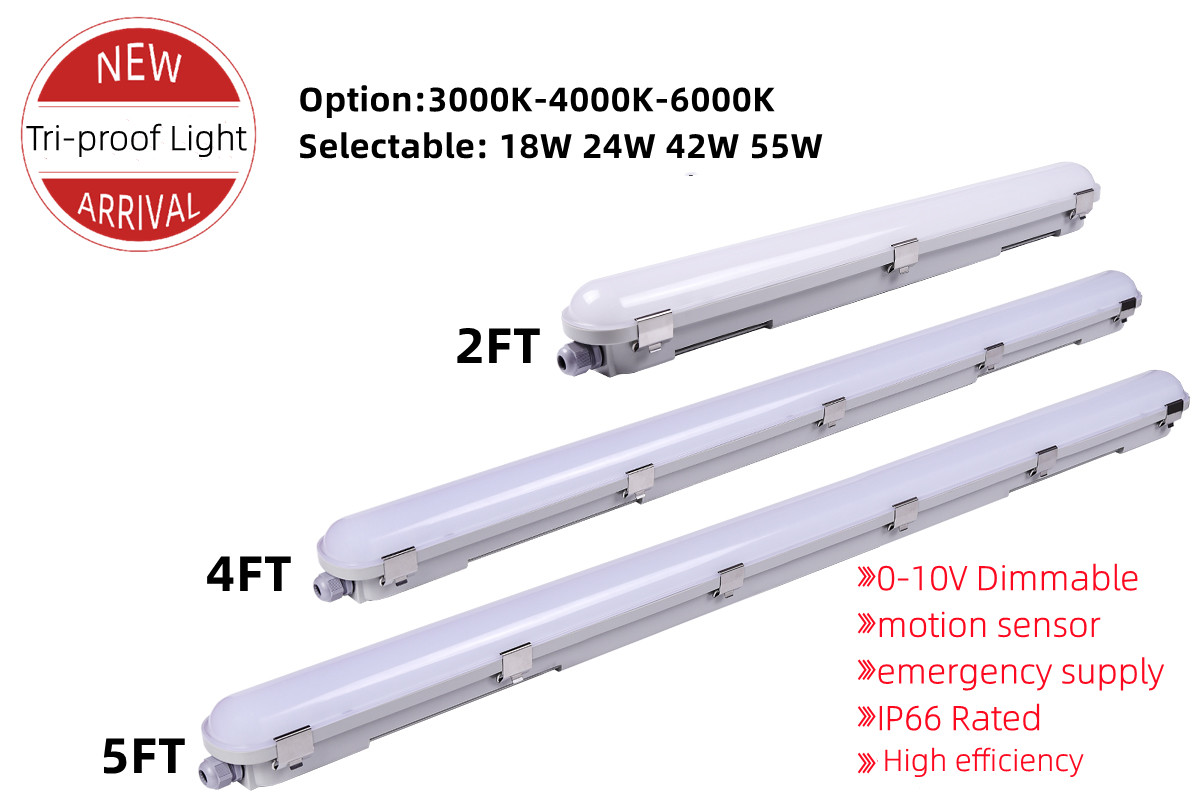 50000 Hours Lifespan Waterproof LED Tri-proof Vapor Tight Light for Indoor Farm Fixture
