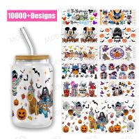 Desenhos rápidos e fáceis de embrulho de copos de Halloween com transferências de DTF UV para tumblers de vidro