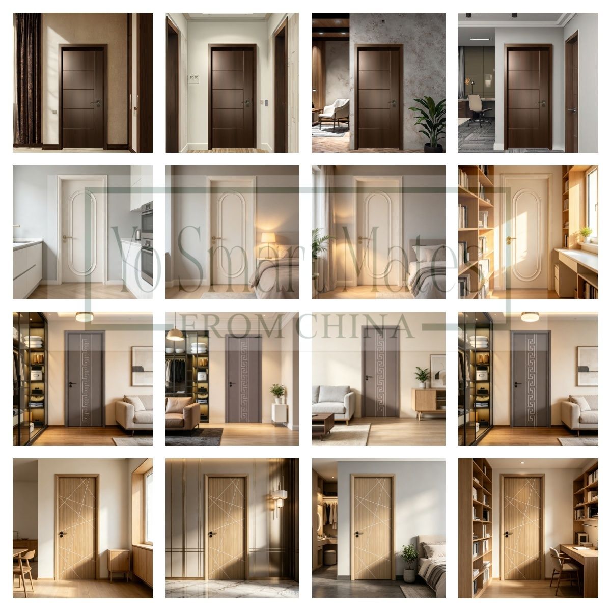 Soundproof Minimalist Design Solid Wood Interior Door Customizable WPC Interior Door for Hotel Renovation