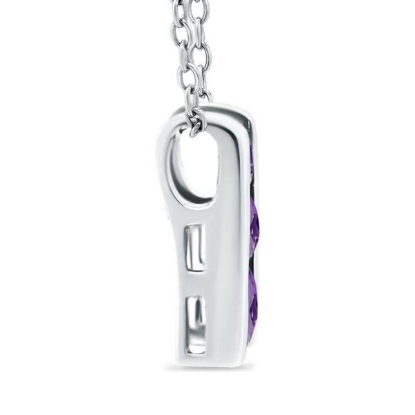 3/8 ct. t.w. Ожерелье лестницы аметиста 3-Stone привесное в стерлинговом серебре