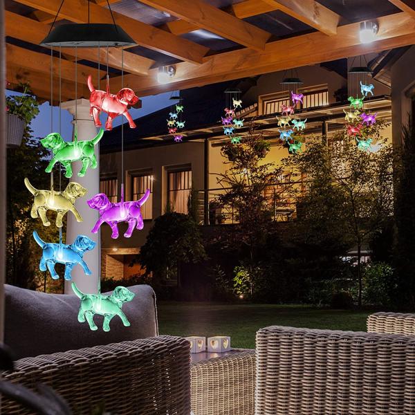 Solar Wind Chimes Light for Customizable LED Indoor Puppy Home Decor in Colorful Garden