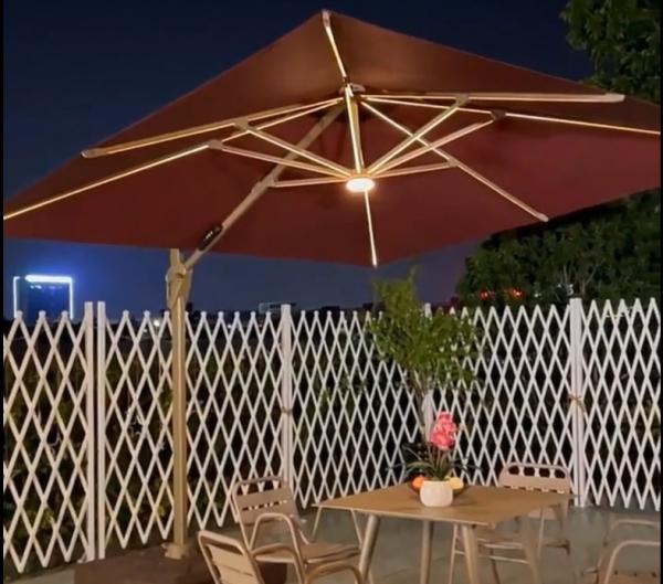 Sun Outdoor Aluminum Beach Umbrella LED Light Parasol 2.7M