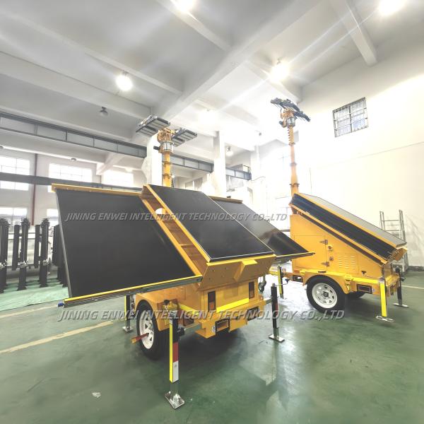 Solar Surveillance Light Trailer Solar Camera Light Tower with 3*460W Solar Panels for Construction Site