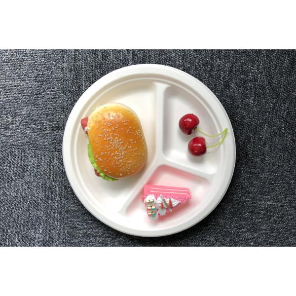 biodegradable corn starch plastic round food tray, Eco-friendly corn starch disposable 4 compartment food tray with lid
