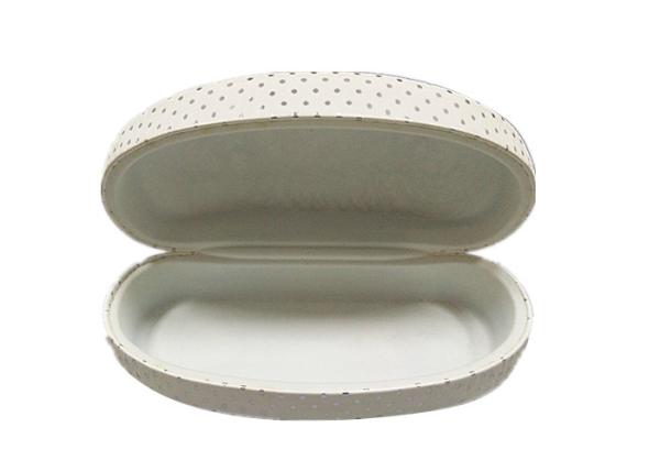 White PU Custom Sunglass Case With Silver Small Dot Hard Sunglasses Case
