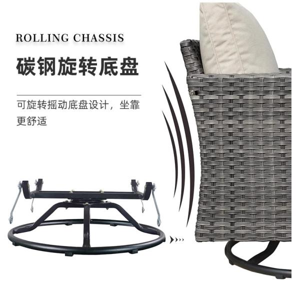 Muebles de sofá al aire libre, patio de vidrio de ratan jardín conjunto a prueba de agua y a prueba de sol terraza silla de salón jardín de estilo nórdico