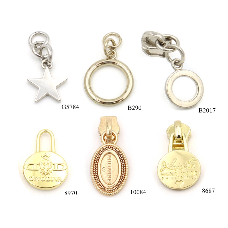 Custom Engraved Logo Metal Zipper Puller, Gold Oval Embossed Decorative Zipper Pull Tab, Premium Metal Zipper Slider Hardware Accessories for Handbags, Purses & Luggage
